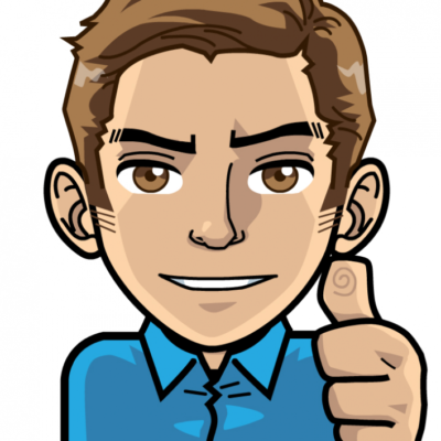Cartoon illustration of a person with short brown hair, a blue shirt, and a confident expression, giving a thumbs-up gesture.